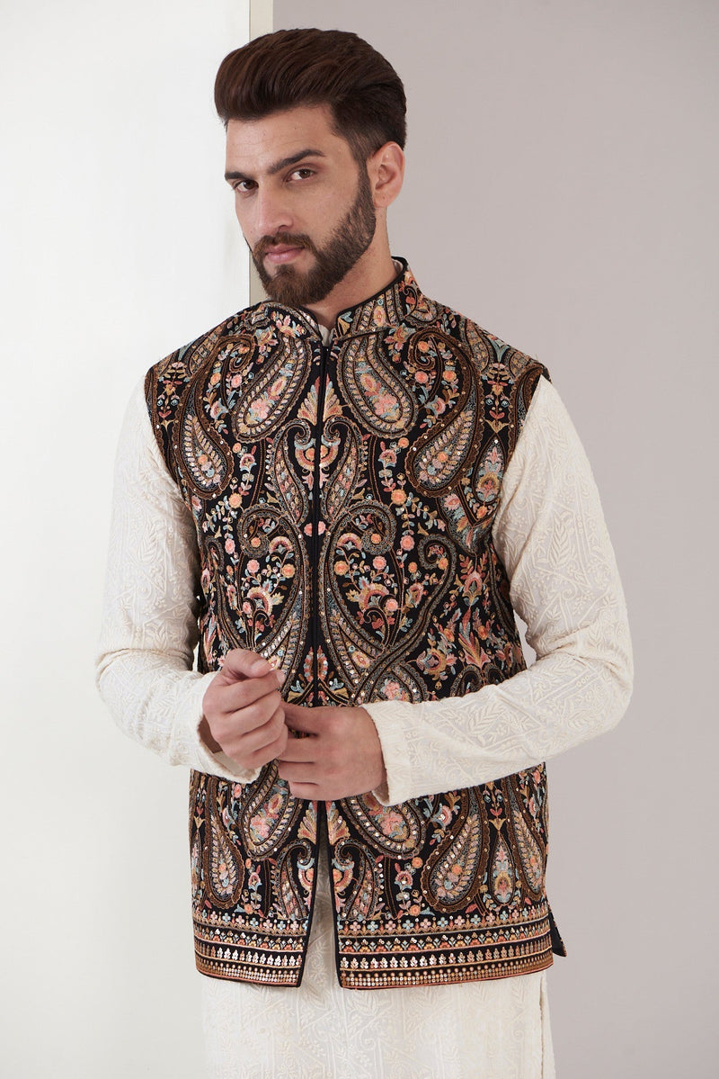 Black Traditional Kalamkari Jacket - kasbahmen