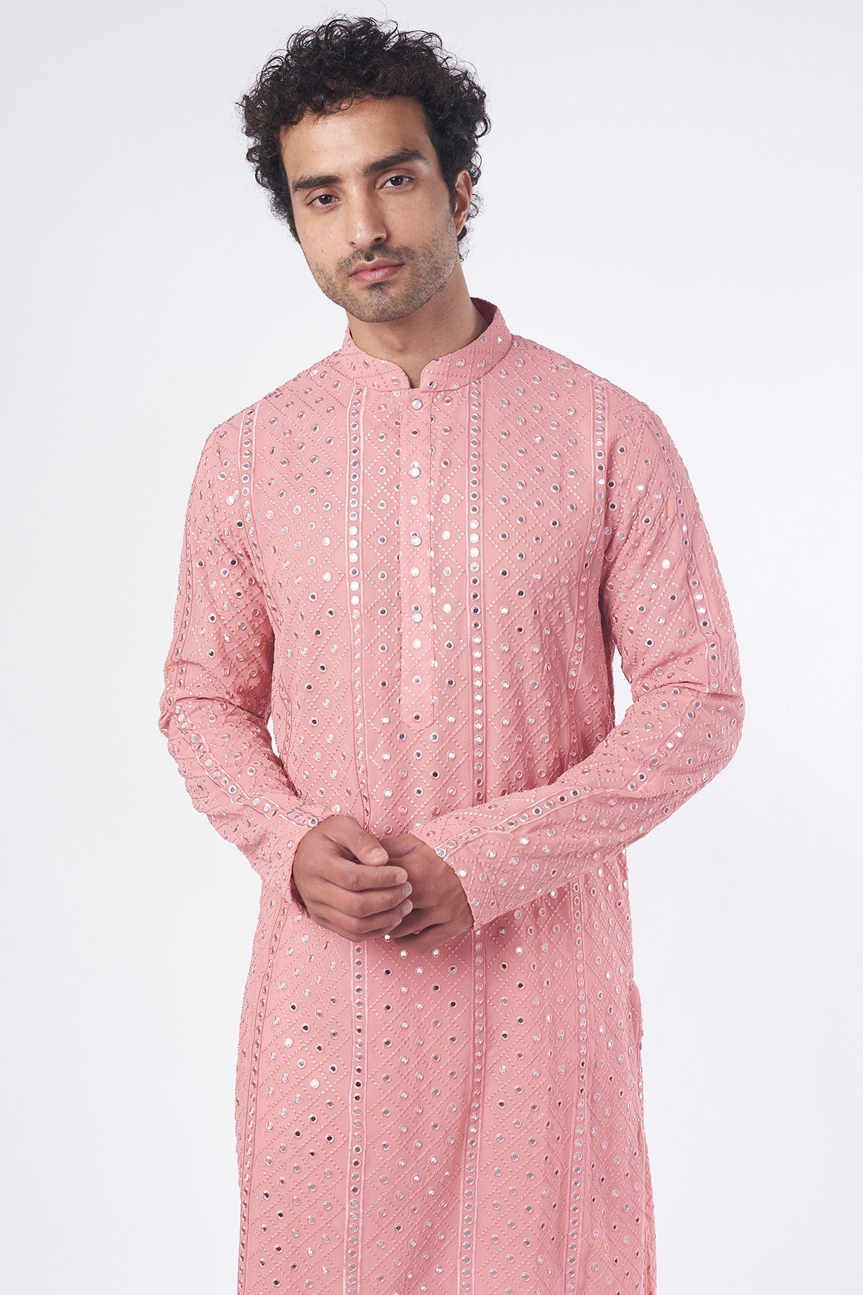 Pink Embroidered Kurta - kasbahmen