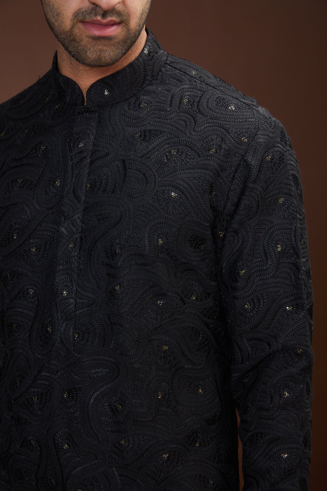 Black chikankari kurta - kasbahmen