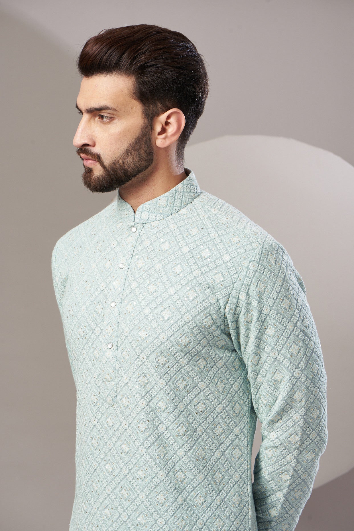 Formal powder blue chinkari kurta - kasbahmen