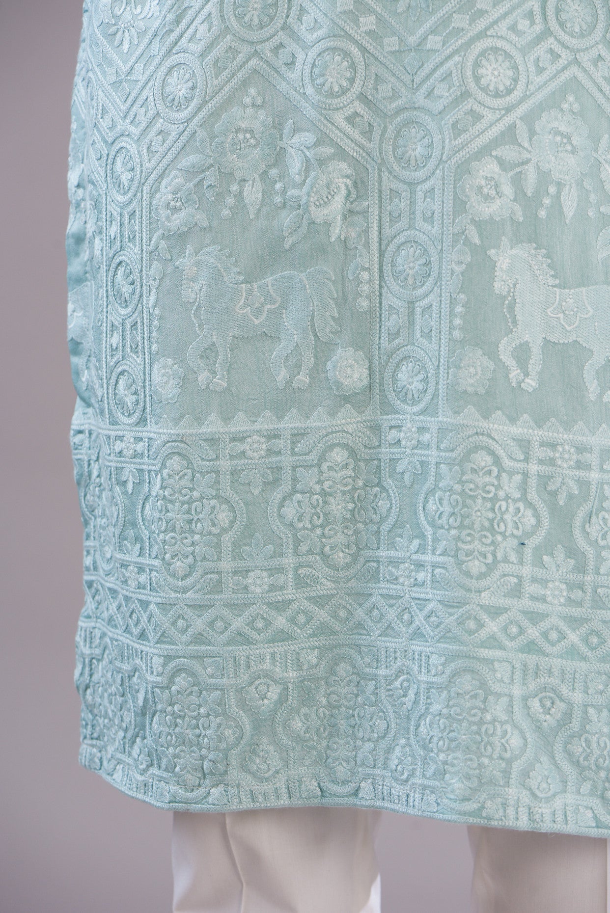 Powder blue threadwork kurta - kasbahmen