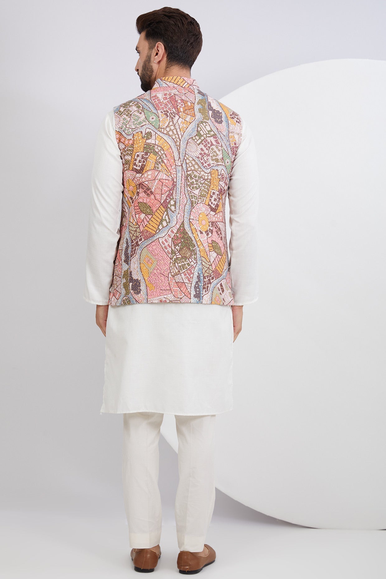 Abstract Embroidered Jacket on Print - kasbahmen