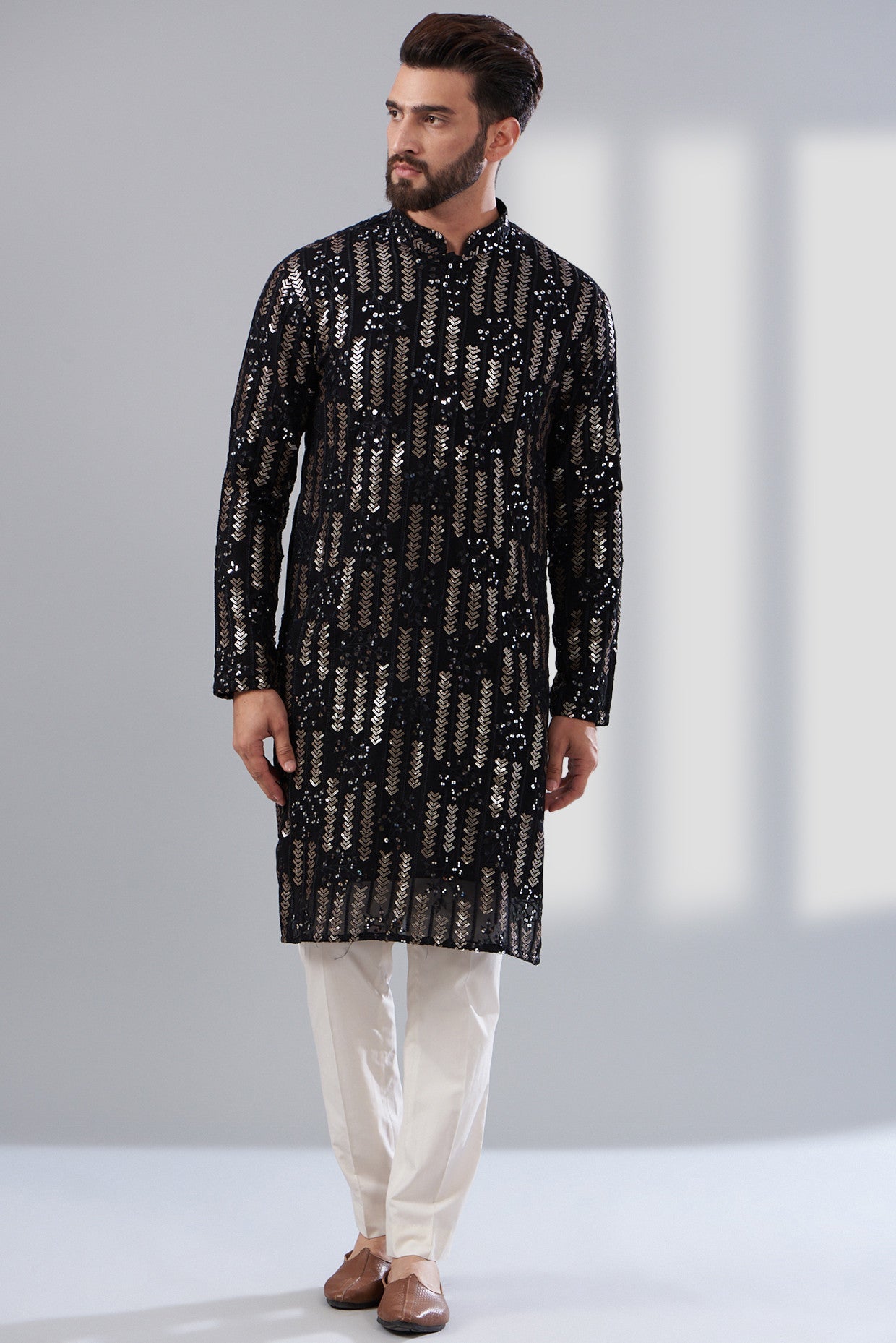 Black sequenced kurta - kasbahmen