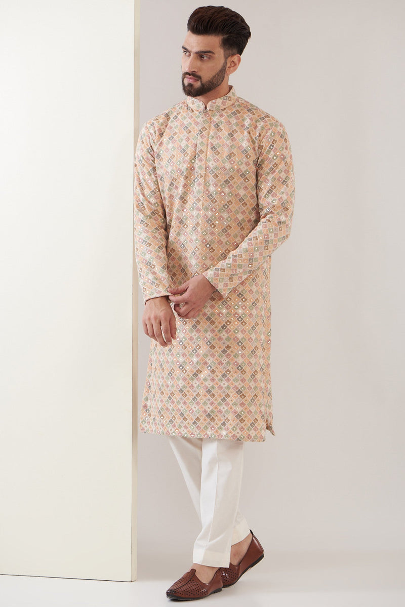 Multi embroidred chikankari kurta - kasbahmen