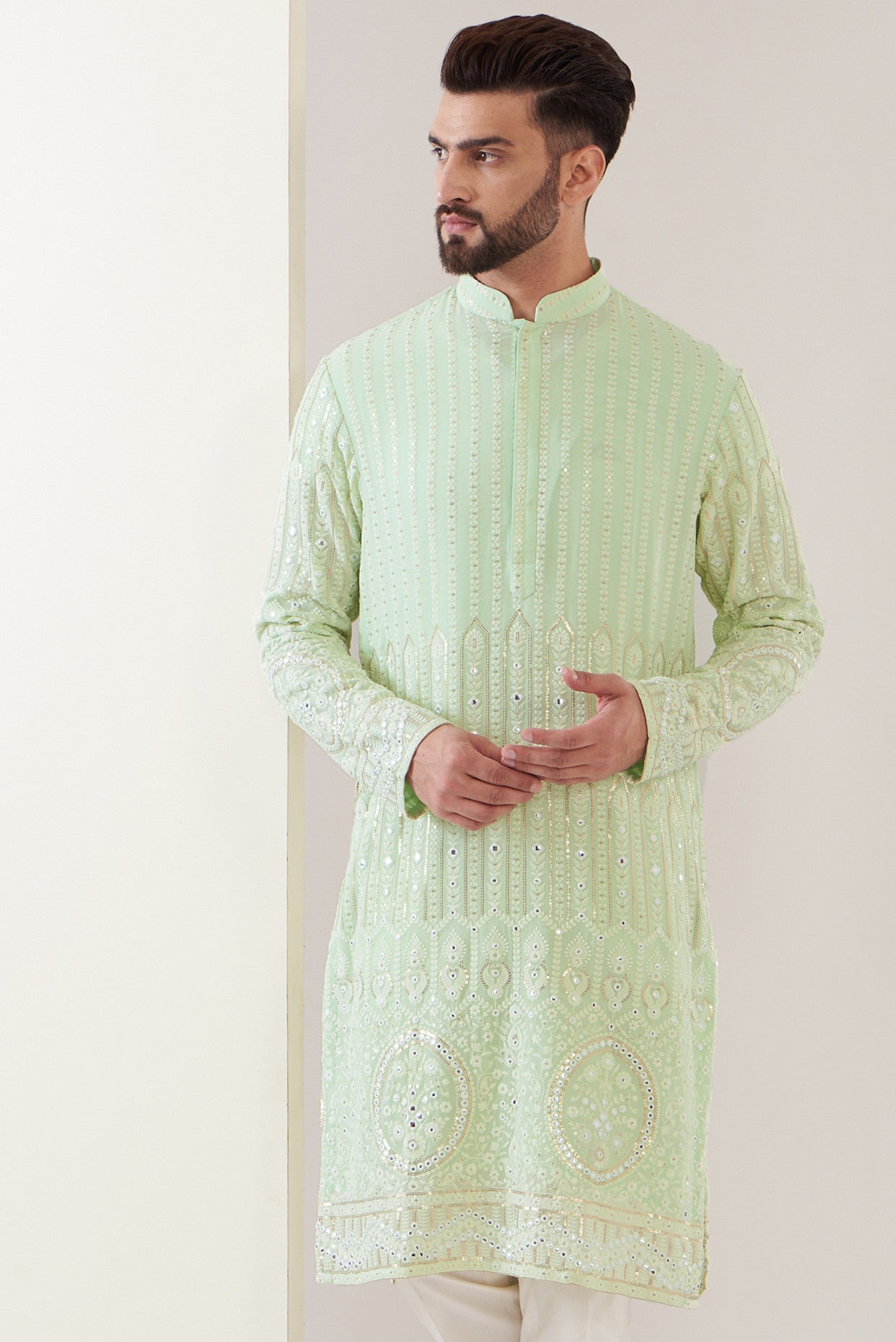 Light green embrodried kurta - kasbahmen