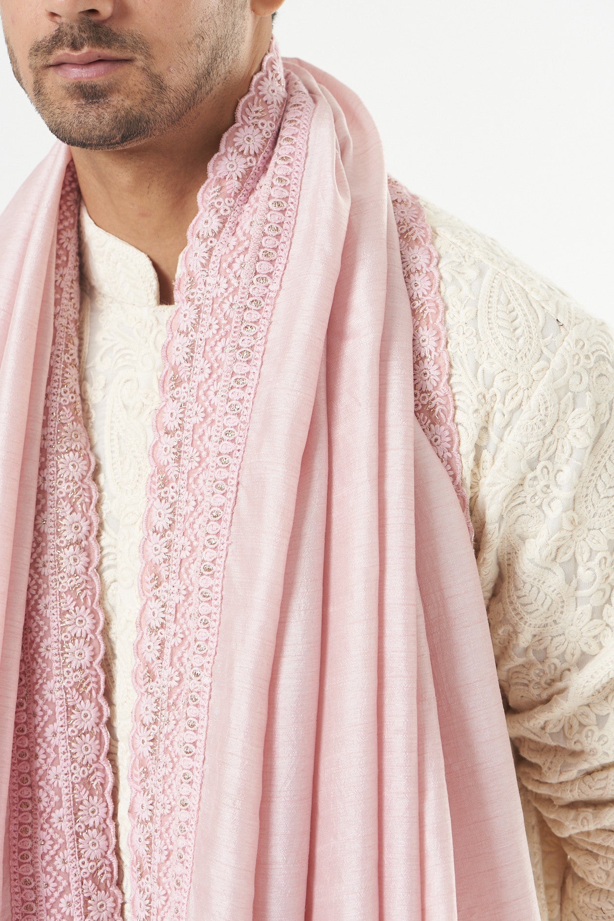 Blush Pink Embroidered Sherwani Set - kasbahmen