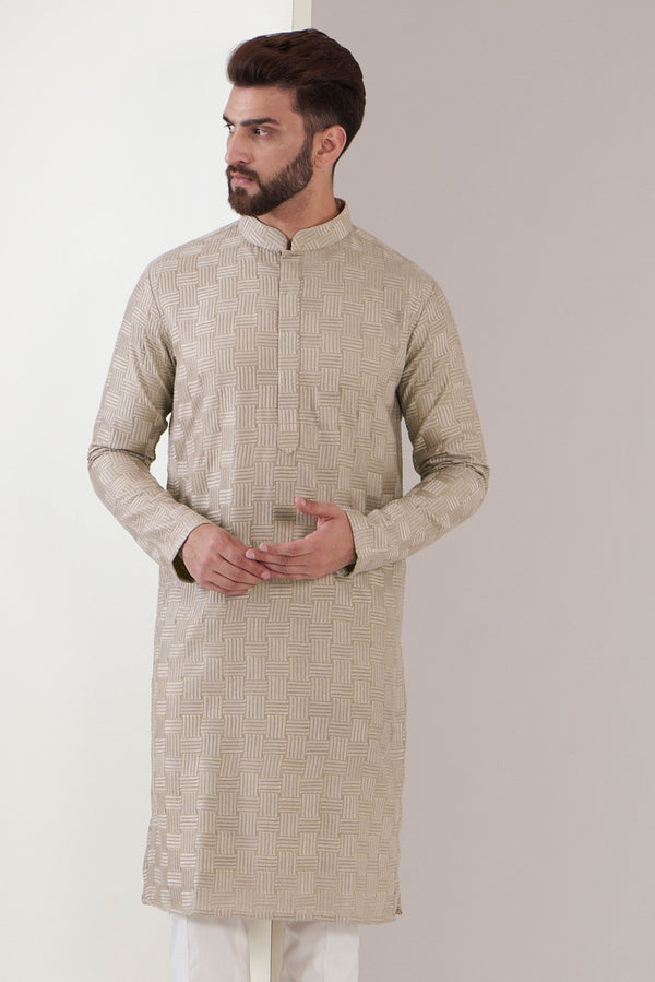 Beige chikankari kurta