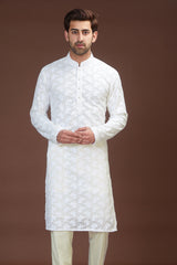 White chikankari kurta