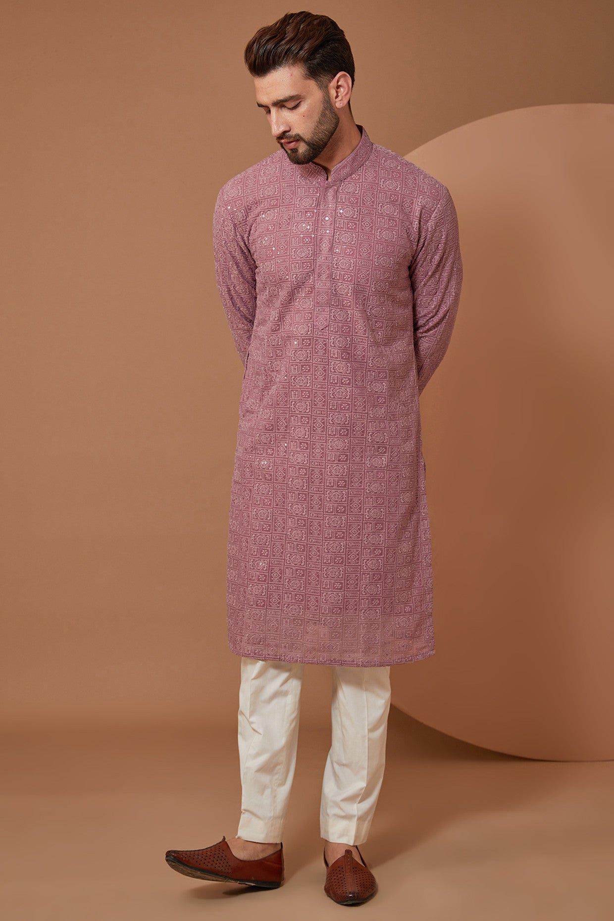 Purple Mauve Chikankari Kurta - kasbahmen