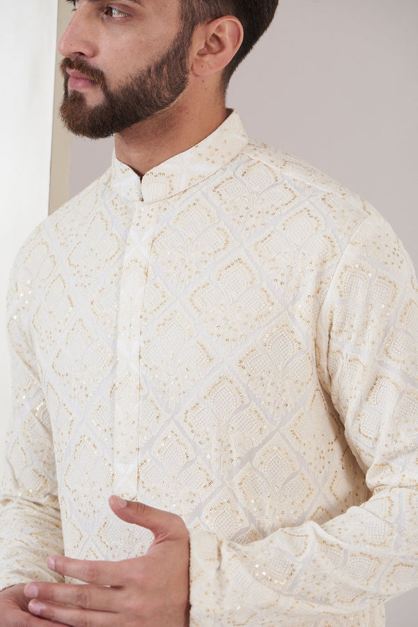 White chikankari kurta