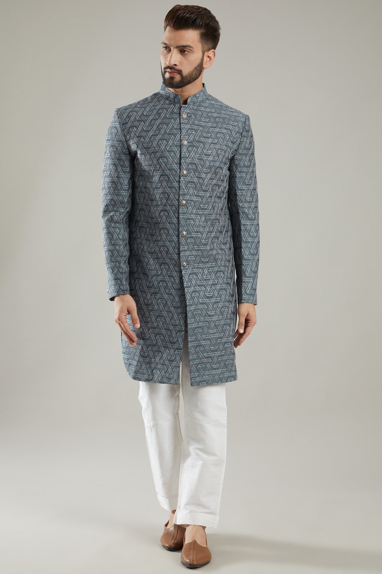 Cobalt Blue Indo Western Jacket - kasbahmen