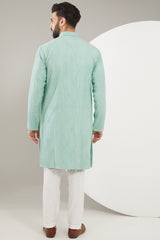 Aqua Blue Chikankari Kurta - kasbahmen