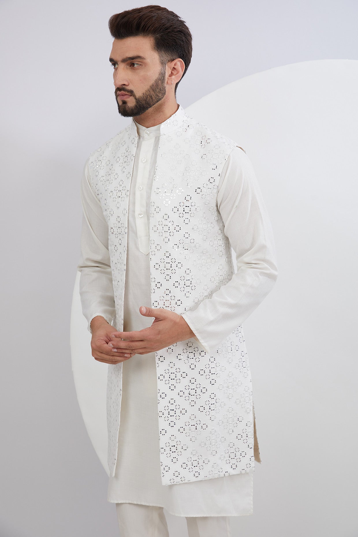 Classic Mirrorwork Long Open Shrug - kasbahmen