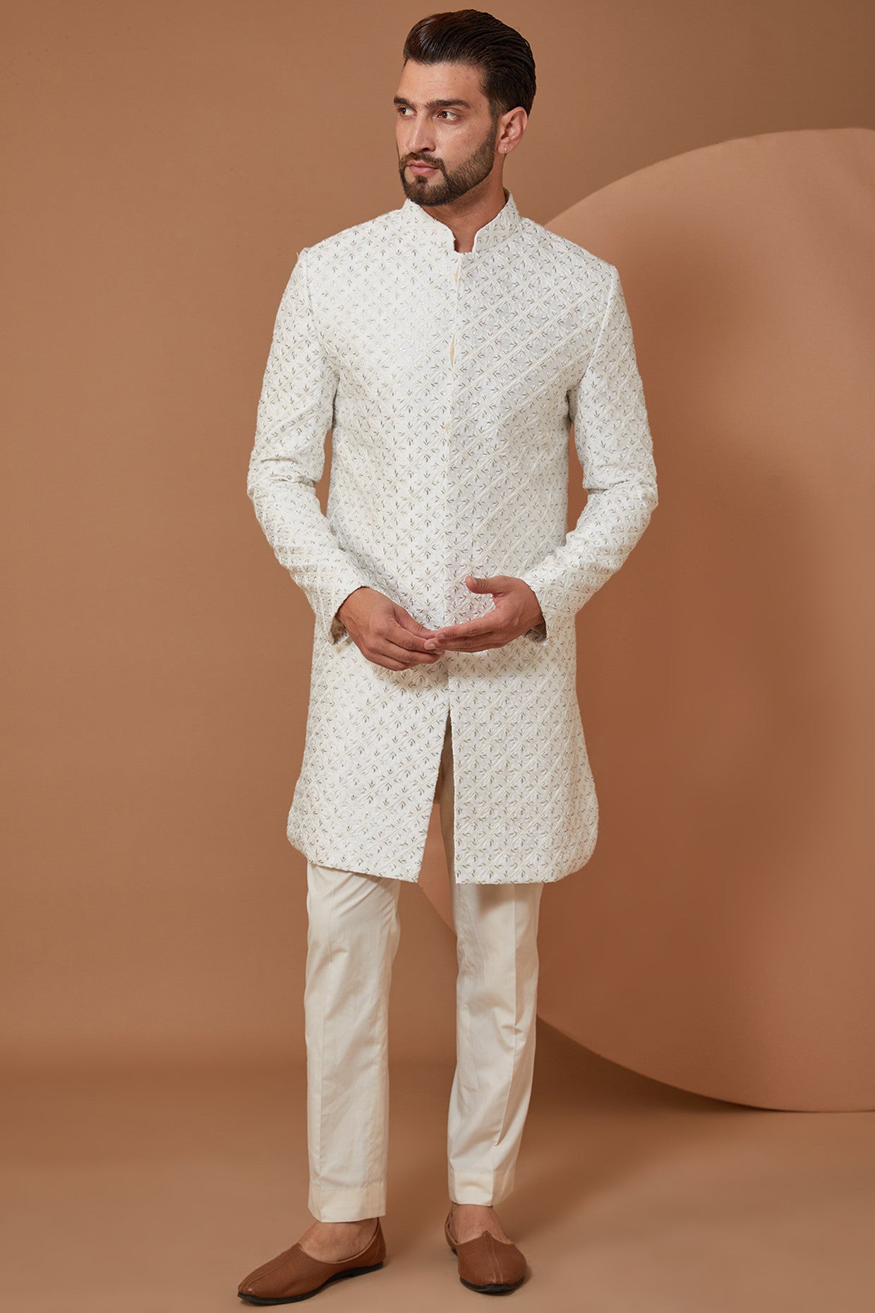 Revolutionary Modern White Royal Cut Indowestern - kasbahmen