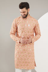 Mud peach chikankari kurta - kasbahmen