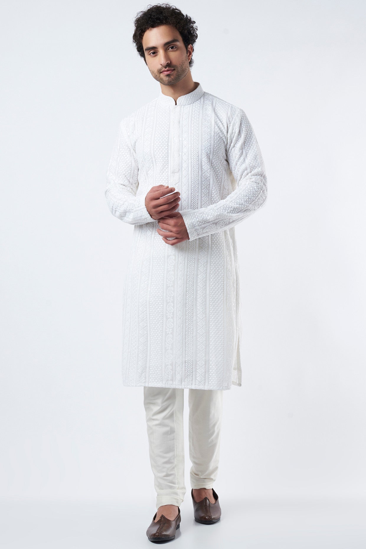 White Georgette Kurta - kasbahmen