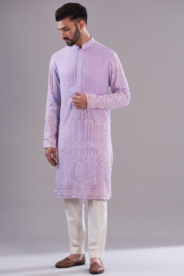 lavender embrodried kurta - kasbahmen