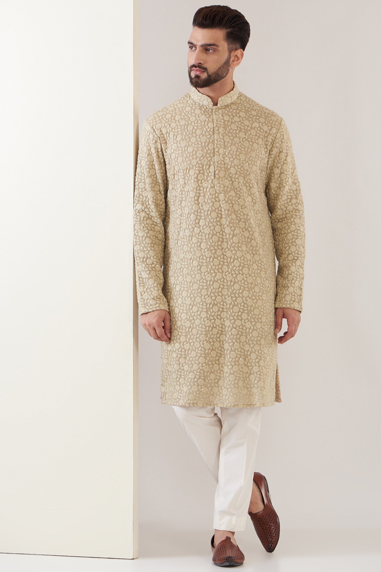 Dust Brown Chikankari kurta - kasbahmen