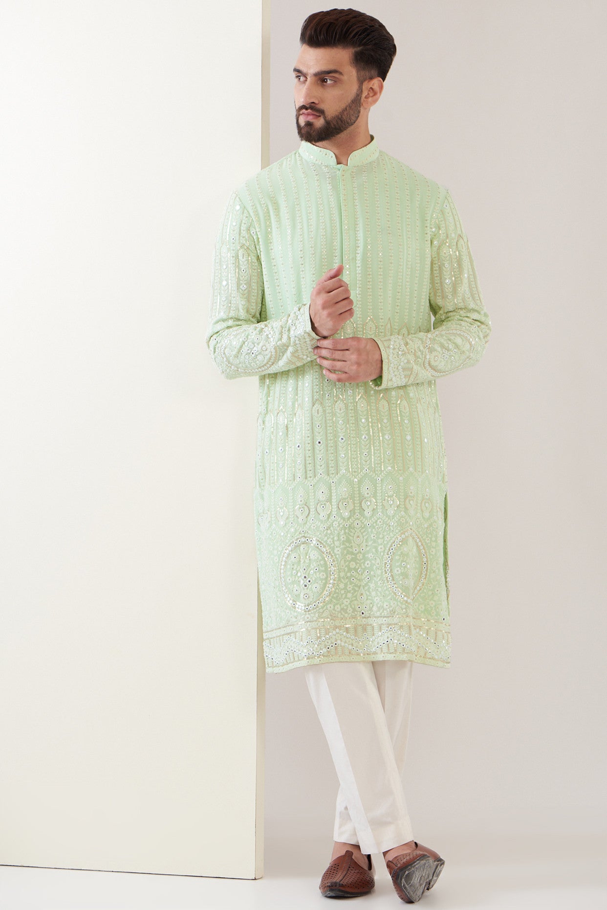 Light green embrodried kurta - kasbahmen