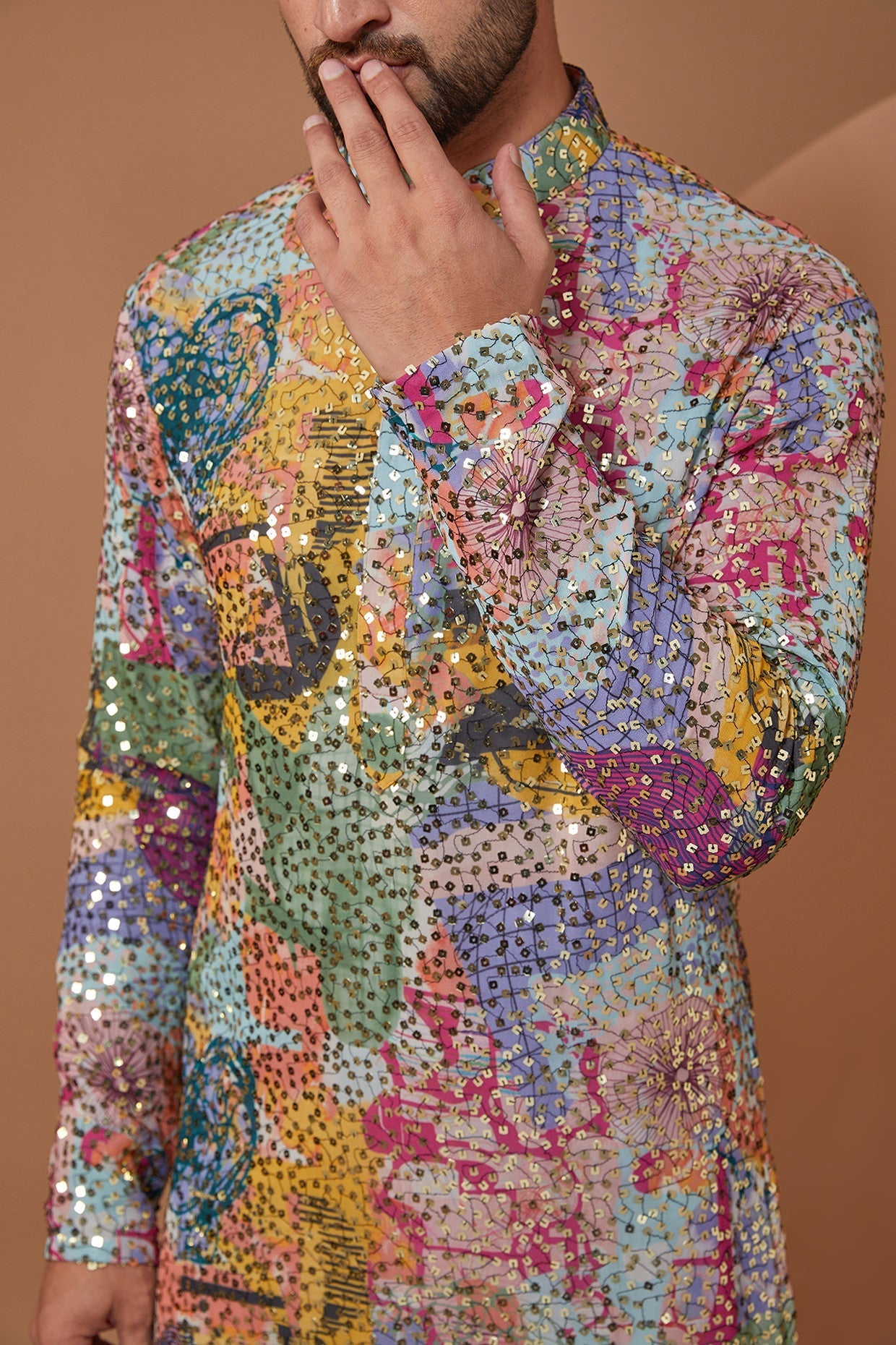 Abstract Sequin Embellished Kurta - kasbahmen