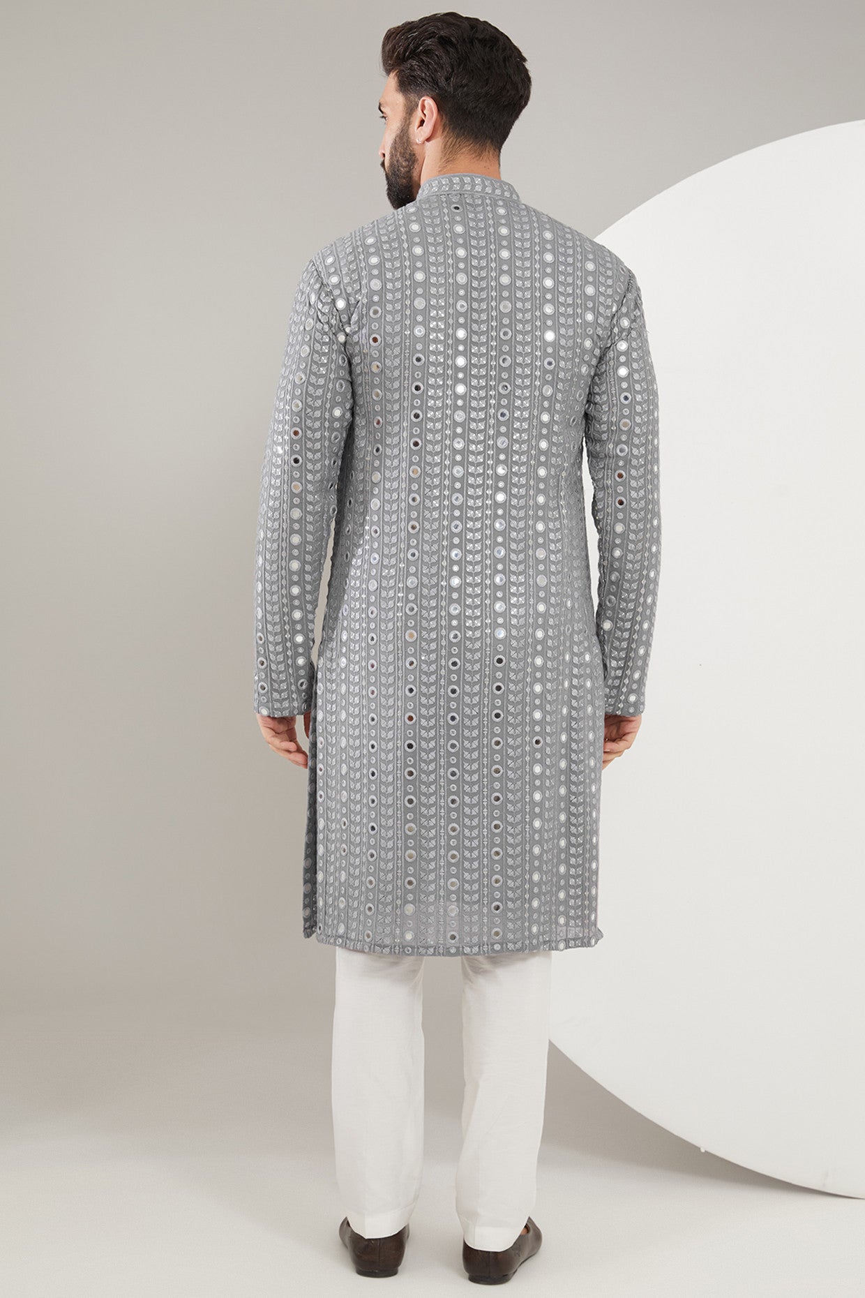 Grey Mirrorwork Kurta - kasbahmen