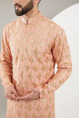 Mud peach chikankari kurta - kasbahmen