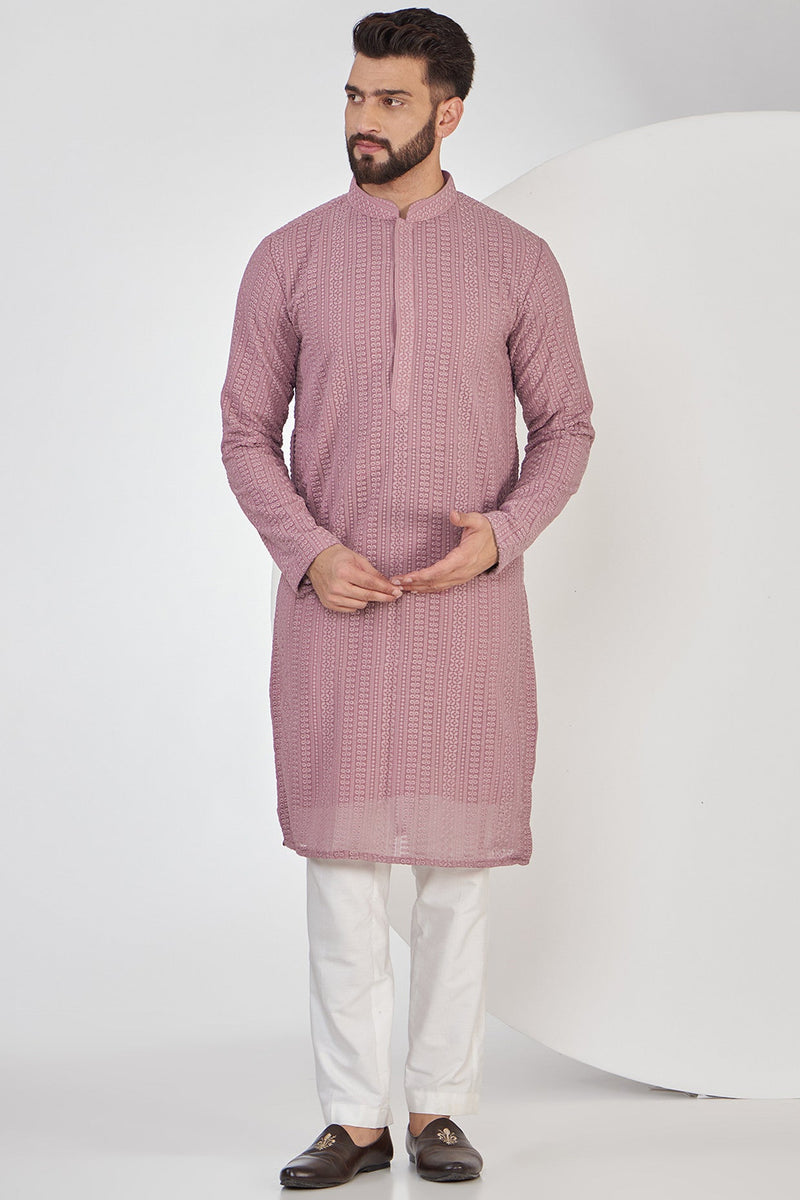 Mauve Chikankari Kurta - kasbahmen