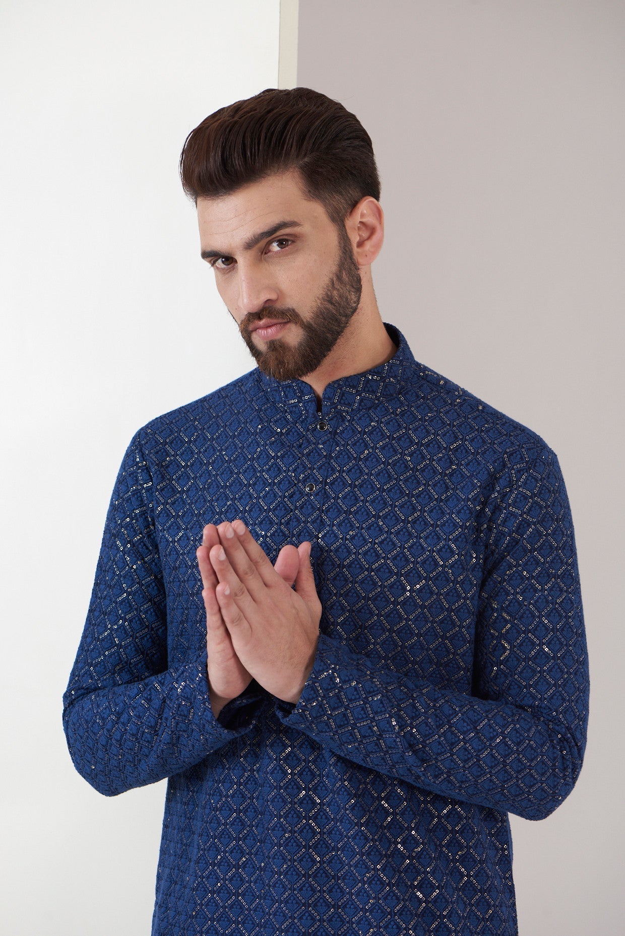 Navy Blue Sequence kurta - kasbahmen