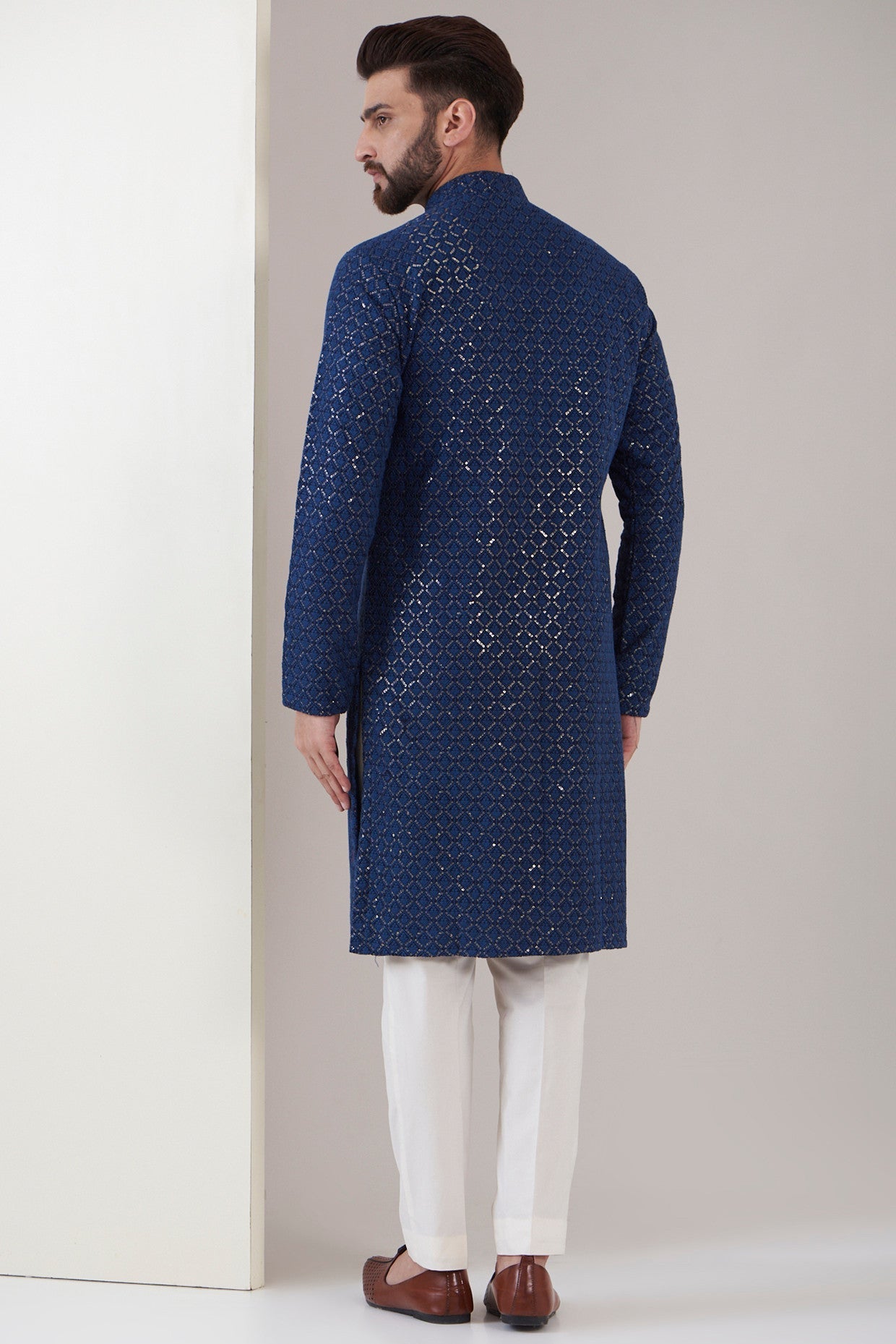 Navy Blue Sequence kurta - kasbahmen