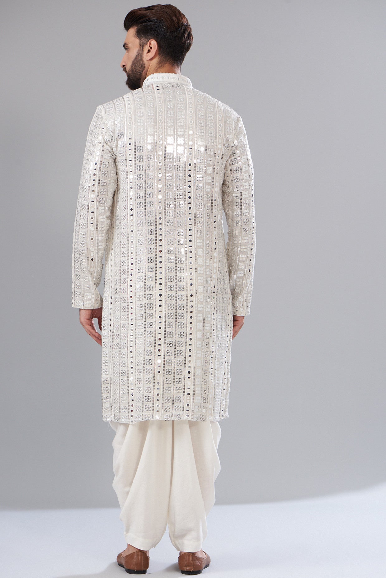 Signature silver Mirrorwork Kurta - kasbahmen