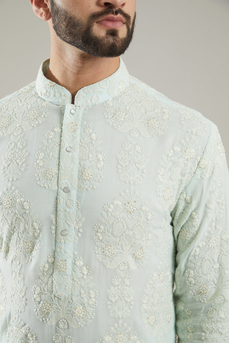 Powder Blue Embroidered Kurta