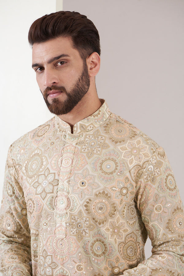 Creamish Beige chikankari kurta - kasbahmen