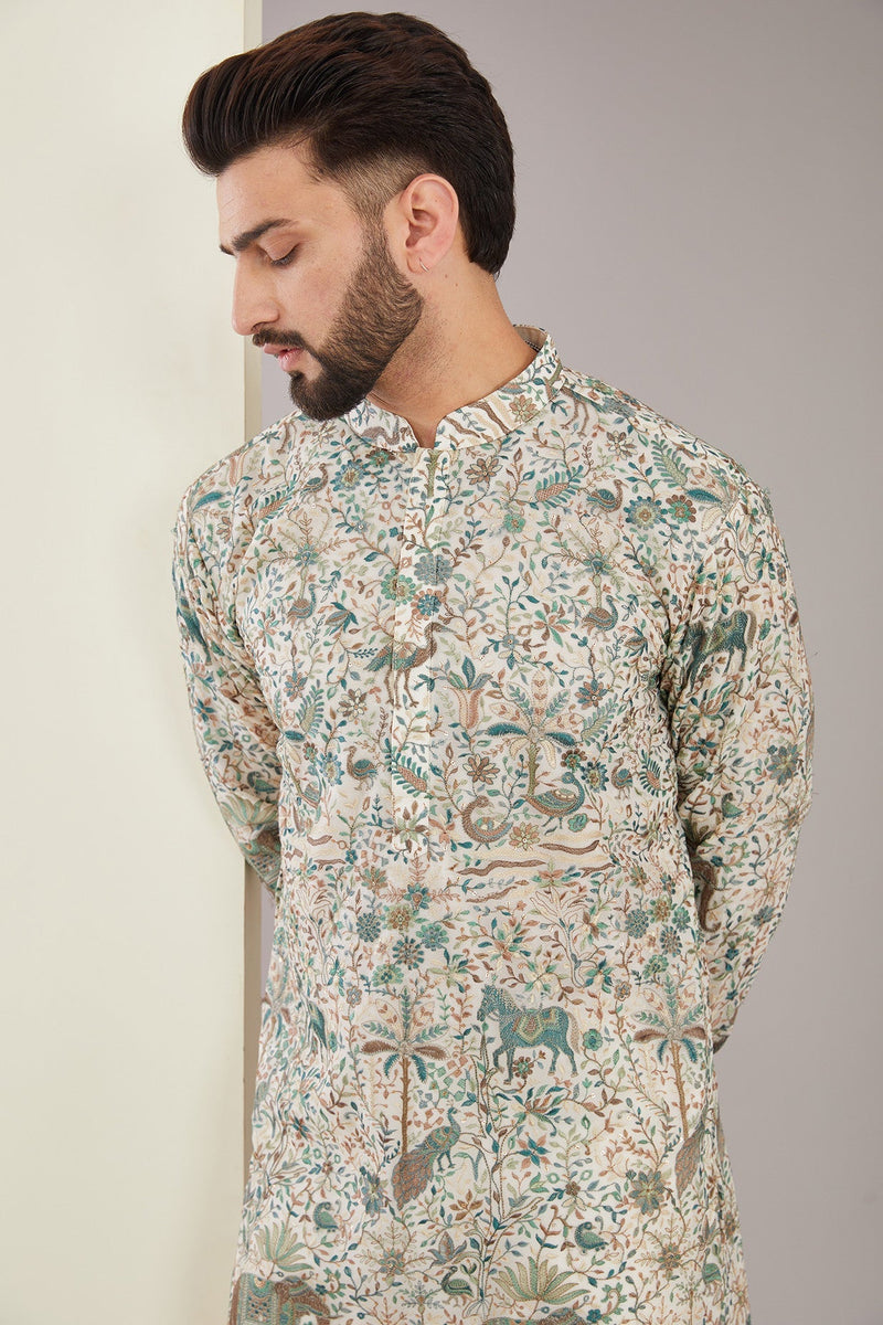 Off-white Kalamkari Embroidered Kurta - kasbahmen