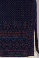 Navy Blue Georgette Embroidered Indowestern Jacket