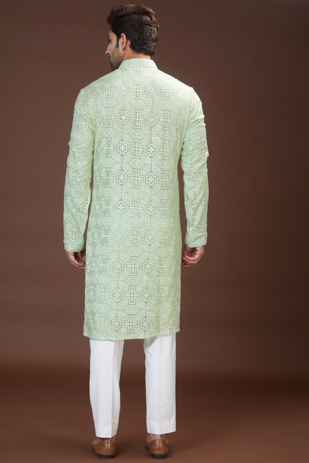 Pastel green chikankari kurta - kasbahmen