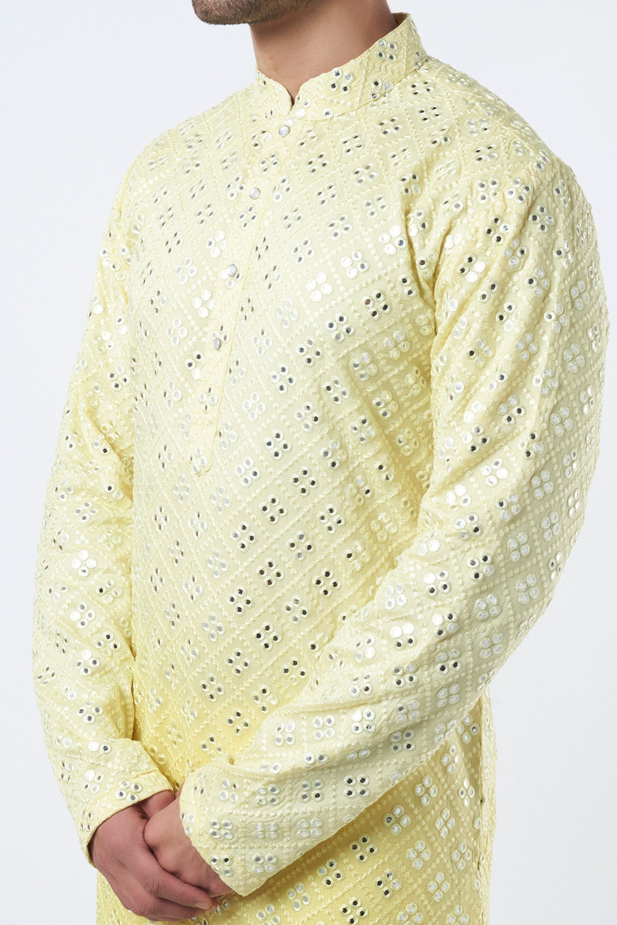 Lime Yellow Silk Kurta - kasbahmen