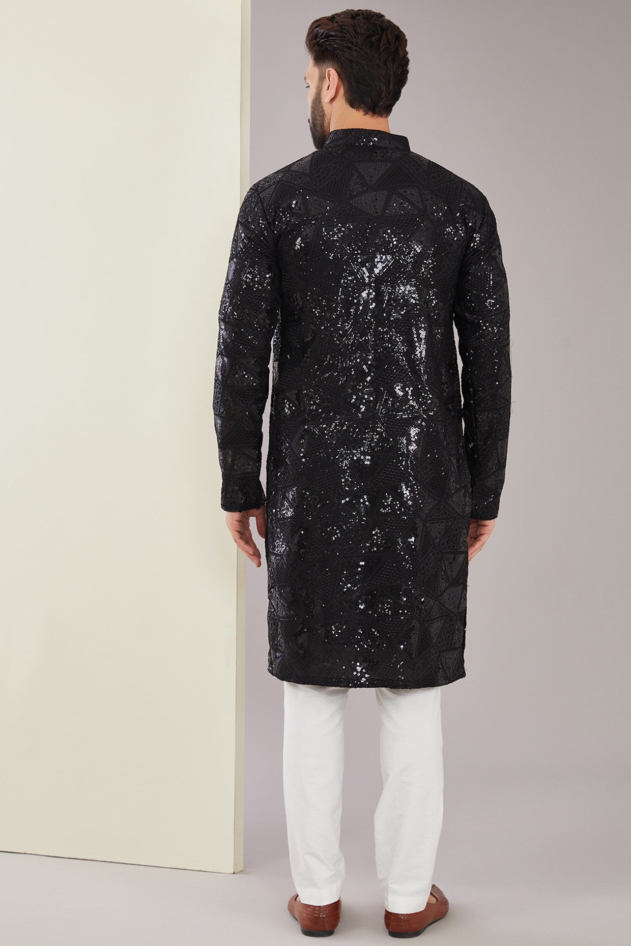 Black sequined kurta - kasbahmen