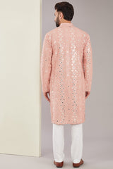 Signature Peach Mirrorwork Kurta