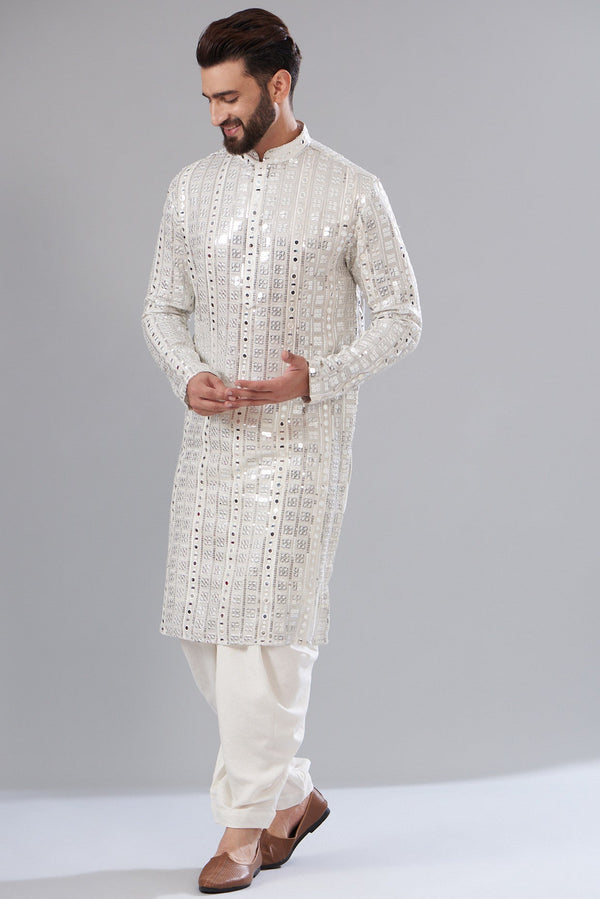 Signature silver Mirrorwork Kurta - kasbahmen