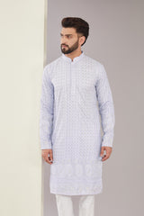 Purple ombre shaded chikankari kurta - kasbahmen