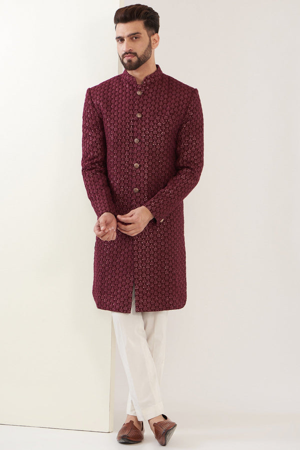 Maroon royal cut indo western - kasbahmen