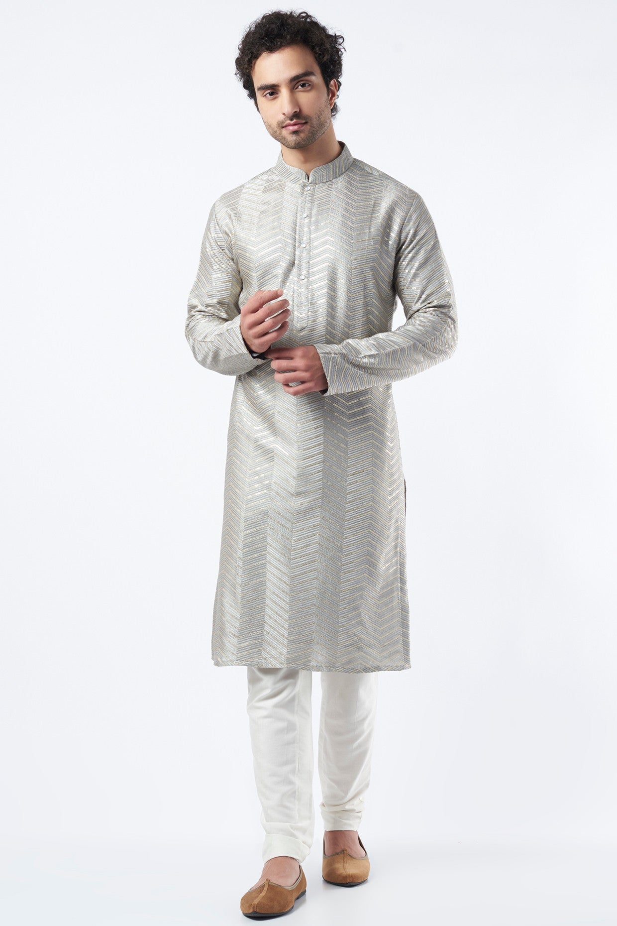 Silver Silk Kurta - kasbahmen