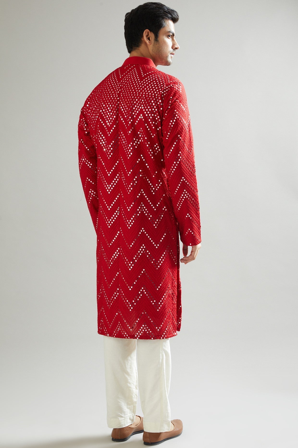 Red Embroidered Kurta - kasbahmen