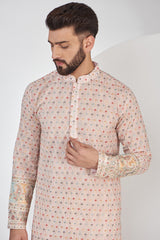 Pink Chikankari Kurta with intricate multi thread embroidery - kasbahmen