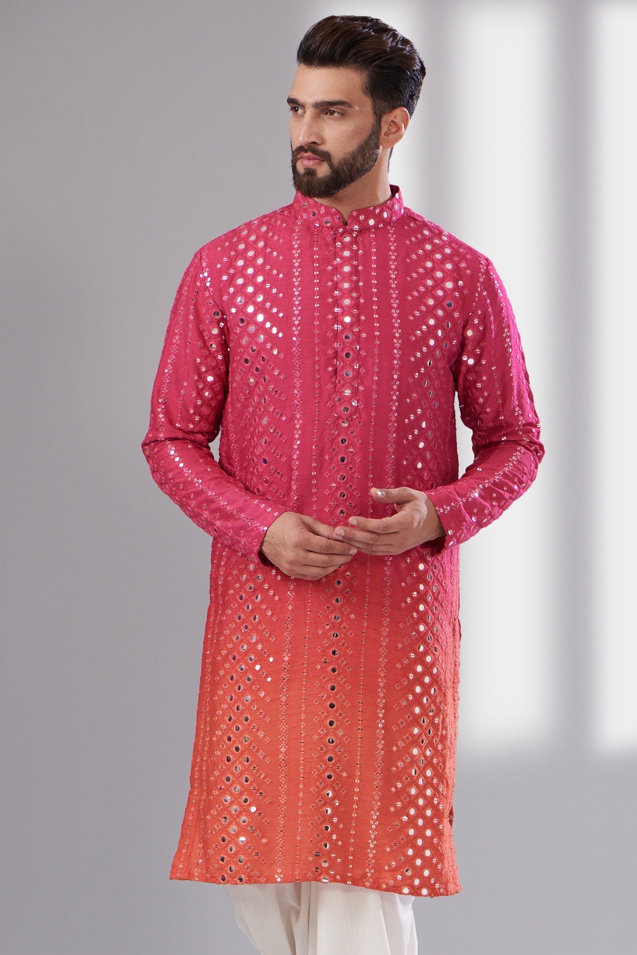 signature ombre mirror work kurta - kasbahmen