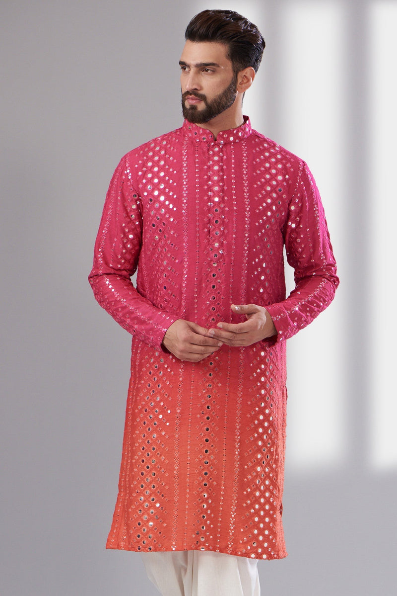 signature ombre mirror work kurta