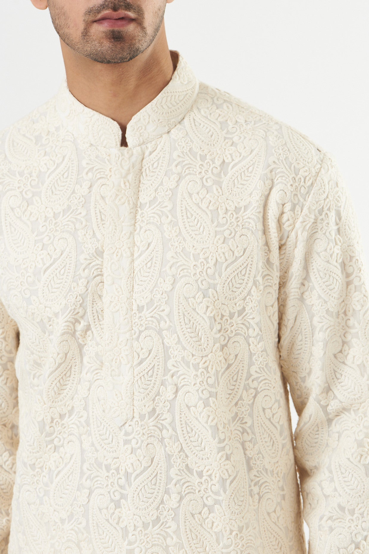 White Chikankari Kurta - kasbahmen