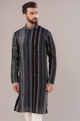 Black Georgette Embroidered Kurta