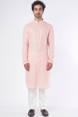 Blush Pink Sequins Embroidered Kurta - kasbahmen