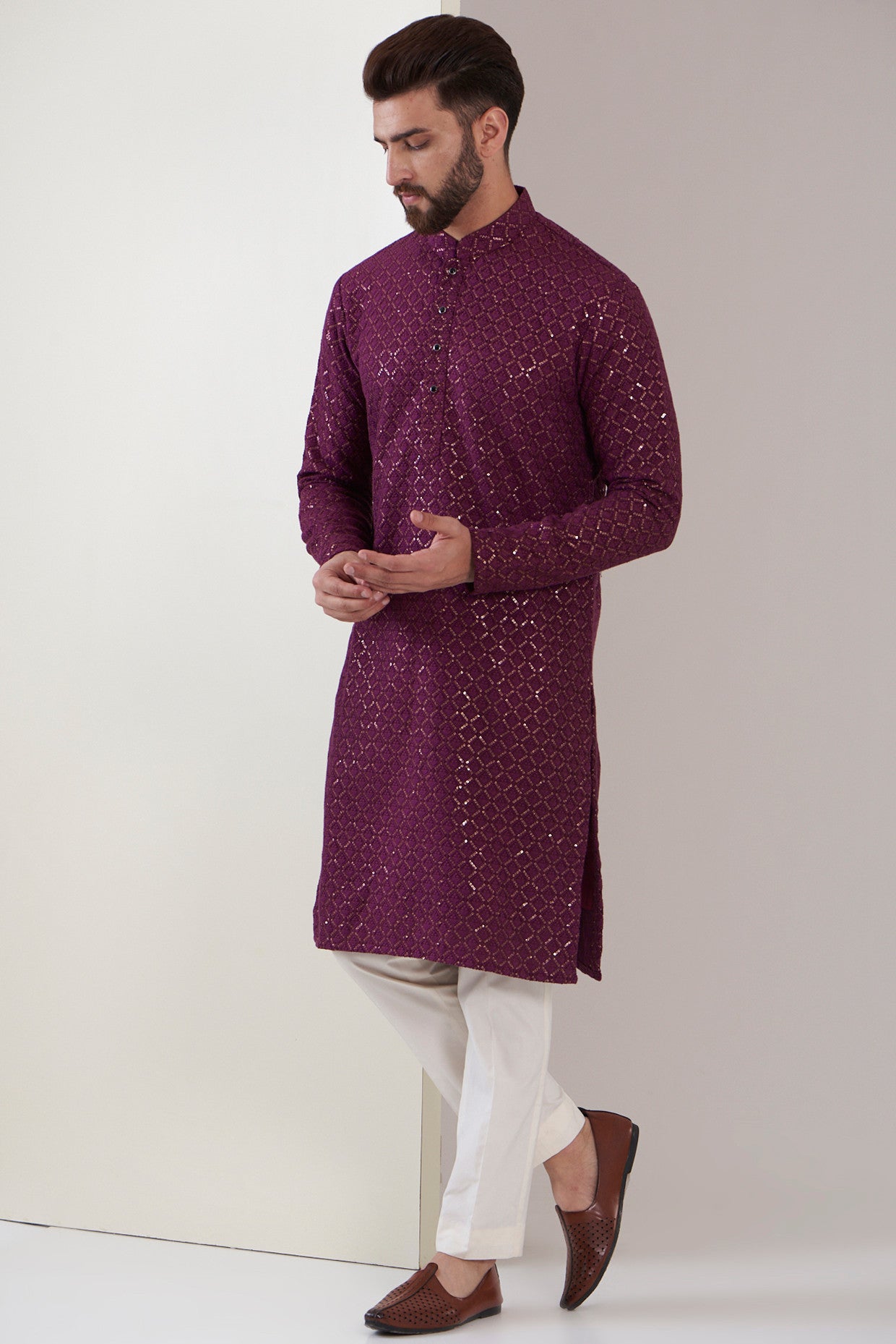 Maroon sequence kurta - kasbahmen